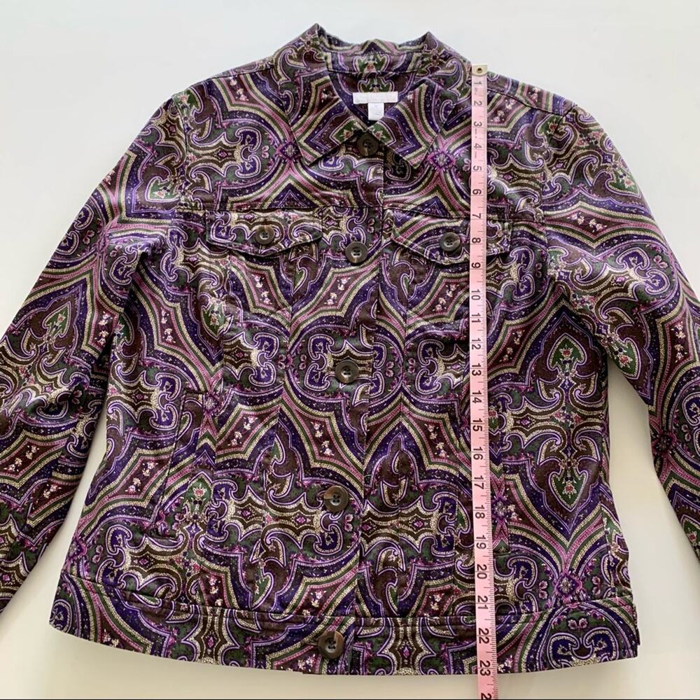Reworked Fleetwood Mac Graphic Custom Upcycled Floral Jacket Women's Medium - Picture 6 of 6